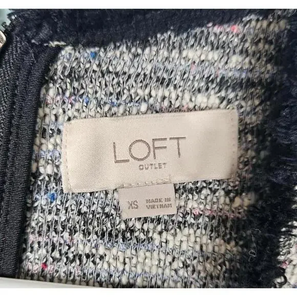 LOFT Outlet Black & White Dress with Frayed Edges Size XS - Picture 3 of 9